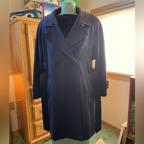 NWOT Navy Blue Anna Collection Women’s Trench Coat. Size 12. Virgin wool - Picture 1 of 7